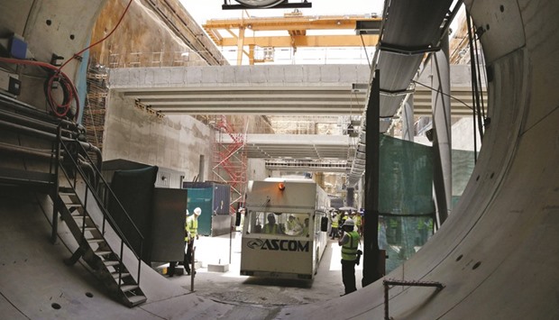 Visitors tour the construction site of Riyadh Metro yesterday.