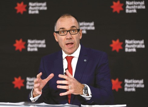 National Australia Bank CEO Andrew Thorburn speaks at a press conference after the banku2019s half-yearly results were announced in Sydney yesterday. Australiau2019s major lenders, including the NAB, signalled they are ready to forego some of the highest dividends in the banking world after seven years of rising payouts.