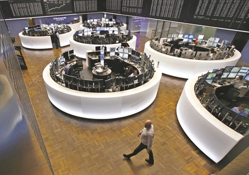A general view of the Frankfurt Stock Exchange. The DAX 30 index posted a 0.2% increase yesterday as gains for pharmaceutical firm Bayer over a new cancer treatment offset banking stock weakness amid worries about Italyu2019s financial sector.