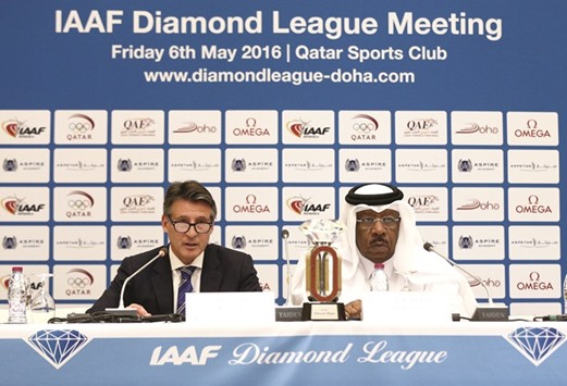 IAAF chief Sebastian Coe (left) with QAF president Dahlan al-Hamad.