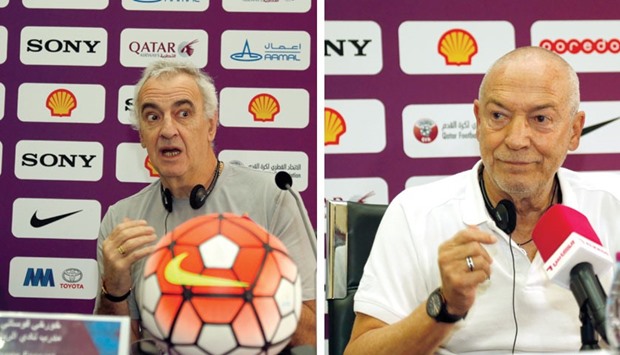 Al Rayyan and Al Sadd coaches Jorge Fossati (L) and Jesualdo Ferreira speak to the press ahead of their Emir Cup quarter-final matches.