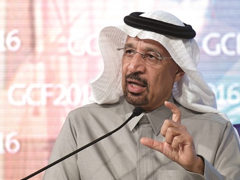 This file photo taken on January 25, 2016 shows Khalid al-Falih, the chairman of Saudi state oil giant Aramco, addressing the 10th Global Competitiveness Forum in the capital Riyadh. The new Energy, Industry and Mineral Resources Ministry, under Khalid al-Falih, already chairman of state oil company Saudi Aramco, will handle oil and gas extraction, power generation and distribution, mining and industrial development.