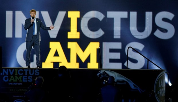 Britain\'s Prince Harry takes part in the opening ceremonies of the Invictus Games in Orlando