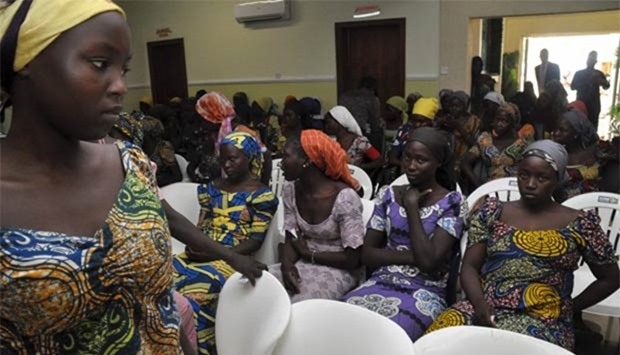 Some of the recently freed girls from Chibok wait in Abuja this week.