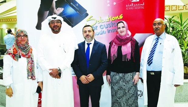 Al Ahli Hospital, Capron and Iris Trading officials at the launch of the foot care centre at Al Ahli Hospital.