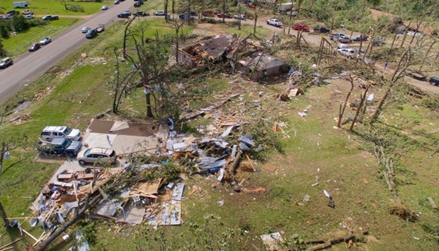 Homes after a tornado hit the town of Canton