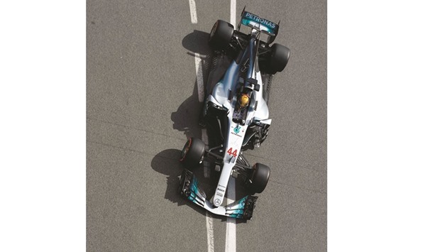 Mercedesu2019 British driver Lewis Hamilton drives during the first practice session at the Circuit de Catalunya yesterday in Montmelo on the outskirts of Barcelona ahead of the Spanish Formula One Grand Prix yesterday.