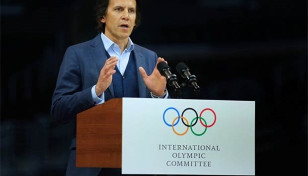 IOC executive director Christophe Dubi speaks during a news conference following three days of meetings and tours as part of LA 2024's bid for the 2024 Olympic Games.
