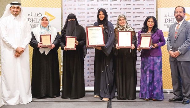 Winners of the STEM Educator Award with Tamuq and Maersk Oil Qatar officials.
