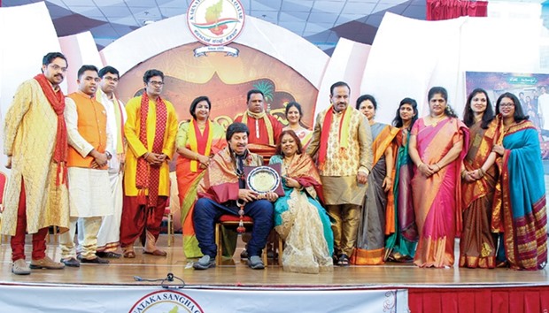 The Kannada New Year celebrations witnessed rich cultural and entertainment shows in which Sandalwood (Kannada film) superstars, Srinath and Ravishankar participated.