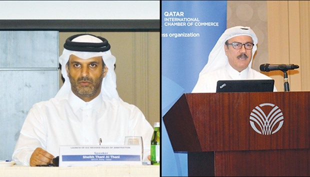 Sheikh Dr Thani. Right: Rowhani: Qatar is becoming a hub of arbitration.