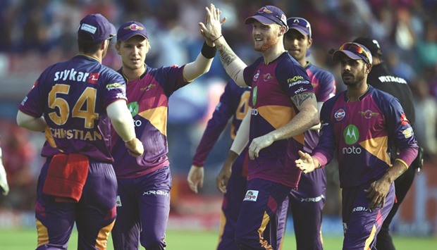 Ben Stokes (centre) was instrumental to Rising Pune Supergiant reaching the knockout phase after a brilliant debut campaign in the Indian Premier League.(AFP)