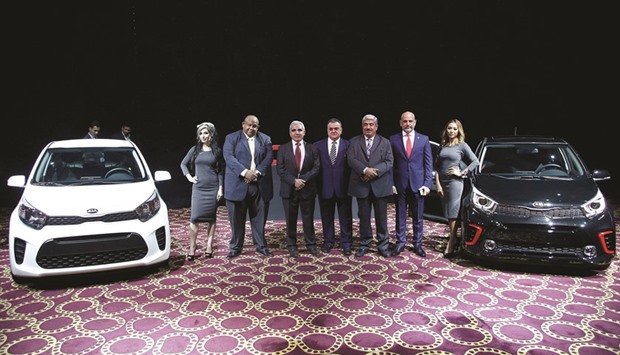 Officials of Al Attiyah Motors led by CEO Mohamed Maali launch the new Kia Picanto in Qatar yesterday. PICTURE: Jayaram