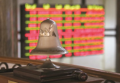 The Egyptian Exchange bell is seen at the bourse in Cairo. The key index dropped 0.9% in thin trade yesterday as Talaat Mostafa Group u2014 which is currently part of the MSCI emerging market index but will be removed on June 1 u2014 lost 2.8%.