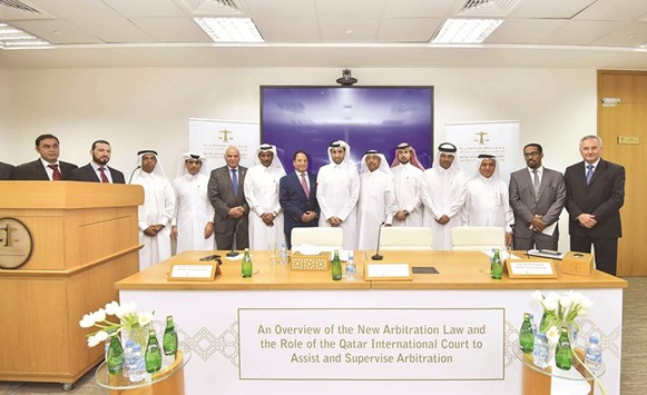 Participants at the recent seminar titled u2018An overview of the new arbitration law and the role of the Qatar International Court to assist and supervise arbitrationu2019.