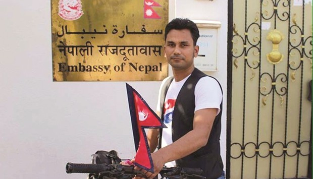 Differently abled cyclist Chitra Poudel from Nepal made Qatar the 55th stop of his ongoing world tour.