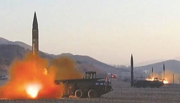 Ballistic missiles being launched in North Korea in this file picture.