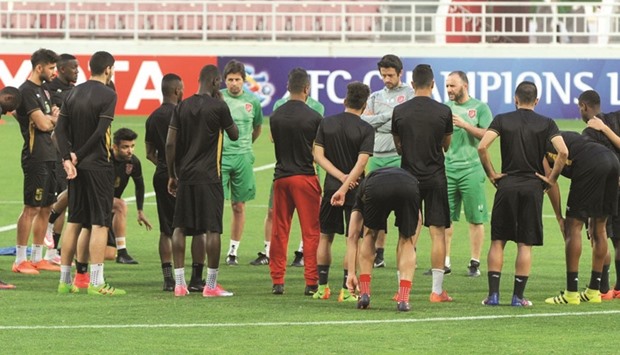 File picture of the Lekhwiya team during a training session. The Red Knights play against Iranu2019s Persepolis in their AFC Champions League Round of 16 first-leg clash.
