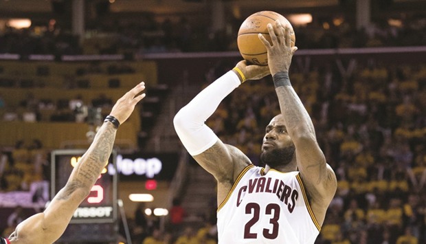 Cleveland Cavaliers LeBron James shoots during the second half of Game One of the NBA Eastern Conference semi-finals against the Toronto Raptors at Quicken Loans Arena in Cleveland, Ohio. (Getty Images/AFP)