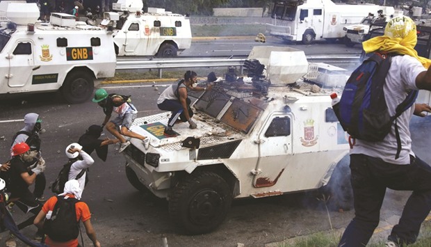 Demonstrators in Caracas, Venezuela.