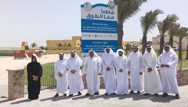 Officials at the renovated Safa Al Touq Beach.