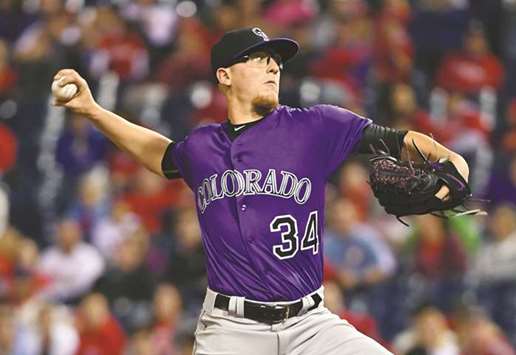 Colorado Rockies starting pitcher Jeff Hoffman throws a pitch during the sixth inning against the Philadelphia Phillies at Citizens Bank Park. PICTURE: USA TODAY Sports