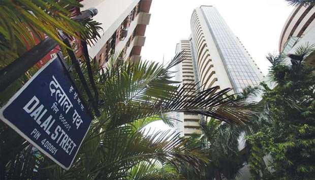 The Bombay Stock Exchange building is seen in Mumbai. The Sensex closed down 206 points to 30,365.25 yesterday.