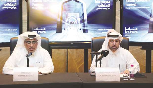Dr Khalid bin Ibrahim al-Sulaiti, right, and Khalid Ibrahim al-Sayed announce details of Katara Ramadan Festival.