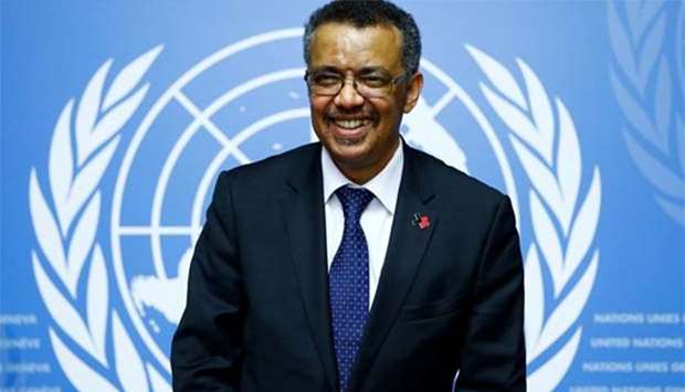 Newly elected Director-General of the WHO Tedros Adhanom Ghebreyesus attends a news conference at the United Nations in Geneva on Wednesday.