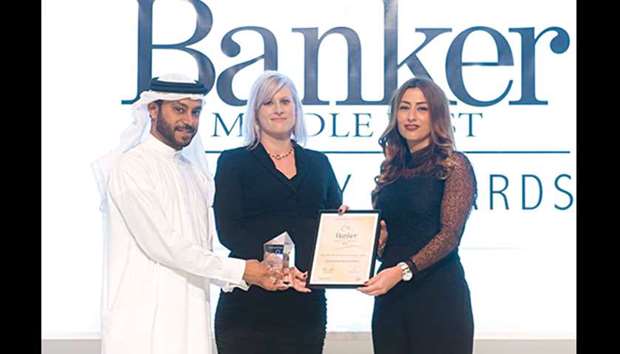 IBQ Marketing and Corporate Communications manager Myriam Abou Haidar receiving the Best PR/CSR/Marketing Campaign in Qatar award for the IBQ testimonials campaign.