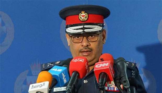 Bahrain's police chief Tariq al-Hassan speaks at a news conference in Manama on Wednesday.