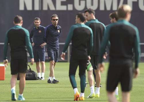 File picture of Barcelonau2019s coach Luis Enrique during a training session