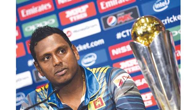 Sri Lankau2019s Angelo Mathews during the press conference in London yesterday. (Reuters)