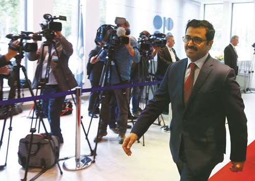 Energy and Industry Minister HE Dr Mohamed bin Saleh al-Sada arrives for the Opec meeting in Vienna yesterday.