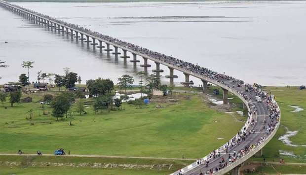 An aerial view of the Dhola-Sadiya bridge