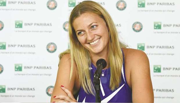 Czech Petra Kvitova attends a press conference ahead of the French Open in Paris yesterday. (AFP)