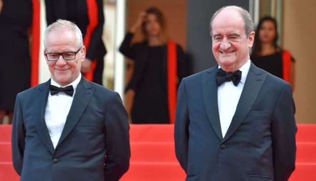 General Delegate of the Cannes Film Festival Thierry Fremaux (L) and President of the Cannes Film Festival Pierre Lescure