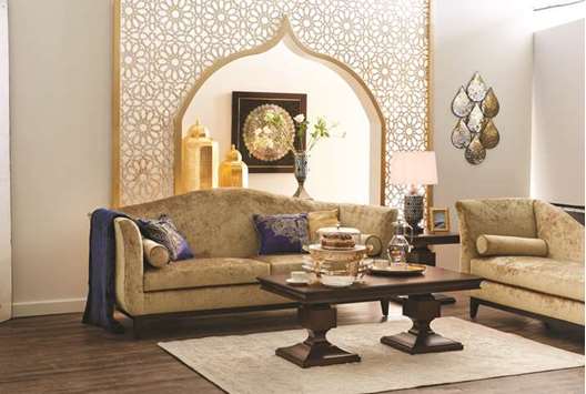A sofa set on display at a Home Centre store.