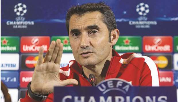 Relax, I got this: File picture of then Athletic Bilbao coach Ernesto Valverde attending a news conference in Minsk, Belarus.