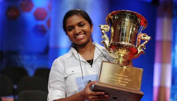 Anamika Veeramani is seen winning the 2010 Scripps National Spelling Bee in Washington.