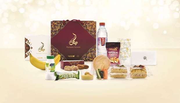 The customised Qatar Airwaysu2019 Iftar meal boxes.