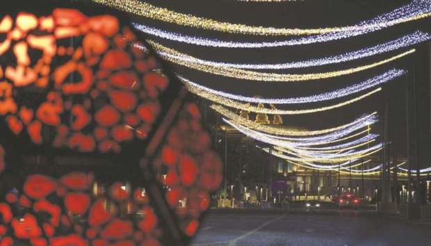 Light decorations at Katara.