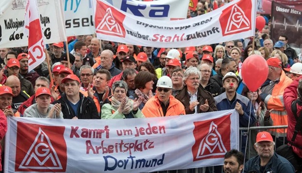 About 7,500 steelworkers attended the demonstration, said IG Metall, the representative of trade union