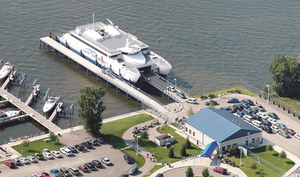 The Lake Express ferry at its port in Muskegon, Michigan.