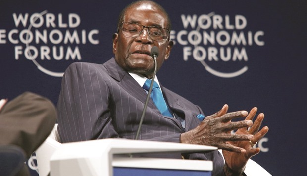 Mugabe participating in a discussion at the World Economic Forum on Africa 2017 meeting in Durban.