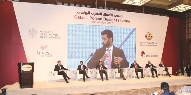 Officials and dignitaries at the Qatari-Polish Forum held in Warsaw.