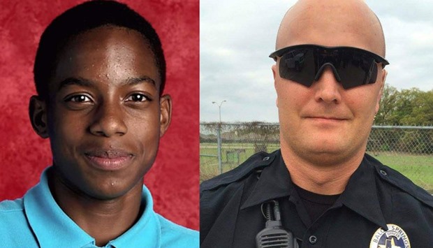 Jordan Edwards (L) and four others were leaving the party in their car after hearing gunfire. Roy Oliver (R)  fired a rifle into the car, hitting Jordan in the head.
