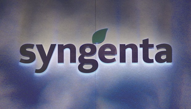 Agrochemicals maker Syngentau2019s logo is seen during the annual news conference in Zurich. ChemChina has won more than enough support from Syngenta shareholders to clinch its $43bn takeover of the Swiss pesticides and seeds group, the two companies said yesterday.