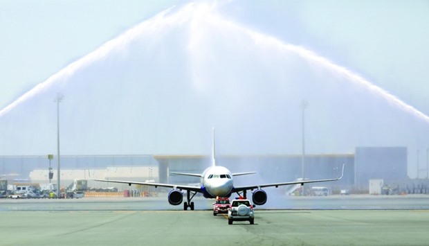 IndiGo's maiden flight welcomed with a traditional water cannon salute at Hamad International Airpor