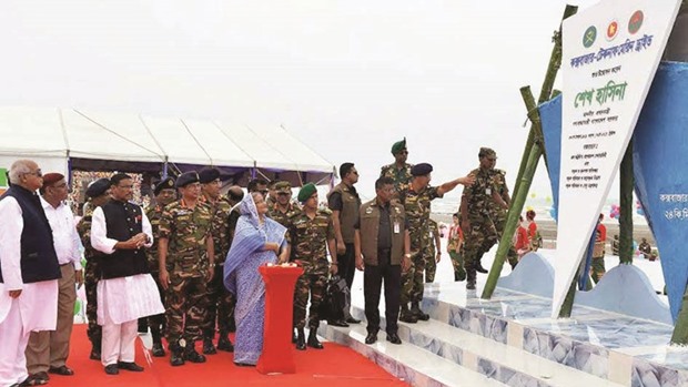 Prime Minister Sheikh Hasina at the opening of the marine drive overlooking the Bay of Bengal in Coxu2019s Bazaar.